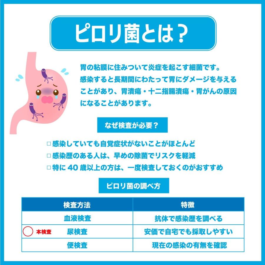 ピロリ菌検査キット 自宅検査 尿で簡単 胃がんリスクチェック 郵送検査