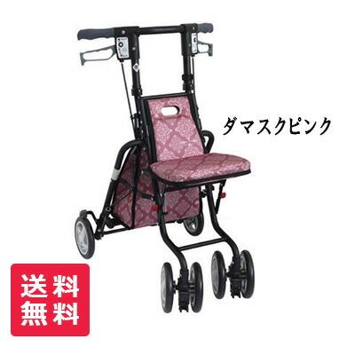 美品【サニーウォーカーSP(中)】シルバーカー　ダマスクピンク　島製作所 送料無料】島製作所 サニーウォーカーSP シルバーカー（中