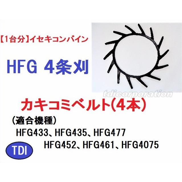 1台分】イセキ コンバイン HFG 4条刈用 突起付ベルト(4本) 掻き込み 
