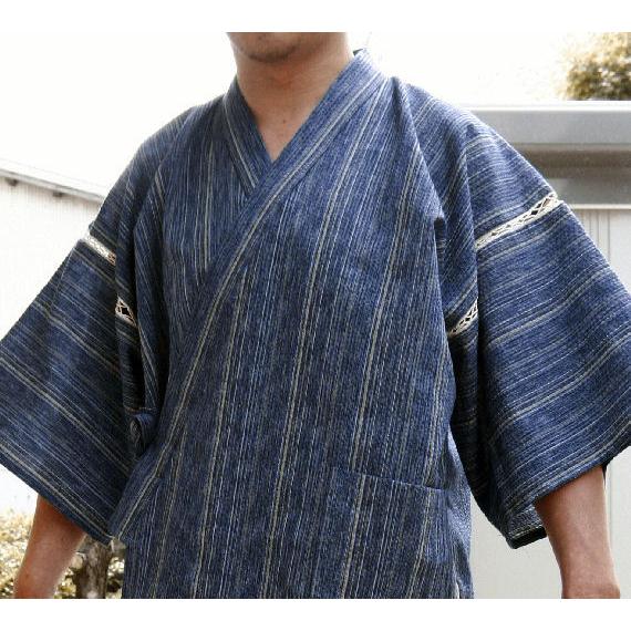 甚平 男性用 阿波しじら織甚平 大人M・L 075 伝統工芸品 : 総合衣料 