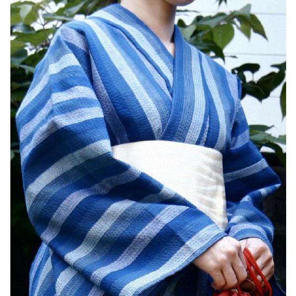 阿波しじら織木綿きもの 115 単衣仕立て 阿波正藍しじら織伝統工芸品 