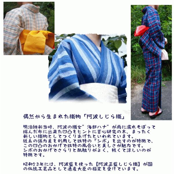 阿波しじら織 木綿着物 着尺 反物 015 全40柄以上 阿波正藍しじら織