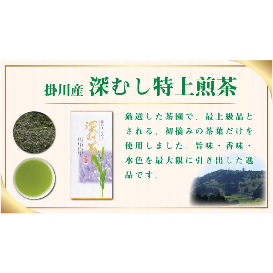 送料無料 掛川産 深むし特上煎茶100g 3袋に1袋おまけ お茶 緑茶 煎茶