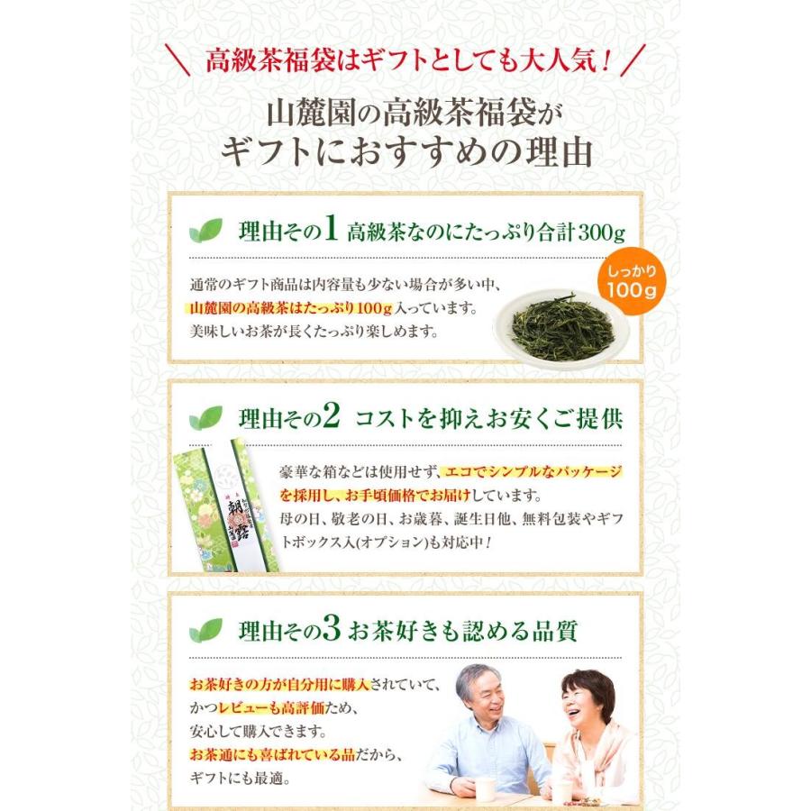 お茶 ギフト 茶通も唸る 高級茶 福袋 300g 知覧茶 煎茶 日本茶 仏事 プレゼント ポイント利用 | 山麓園 | 13