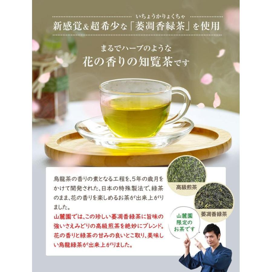 知覧 烏龍緑茶 癒される花とハーブの香りの緑茶 3.8g×12P×2袋セット 国産 ウーロン茶 烏龍茶｜tea-sanrokuen｜03
