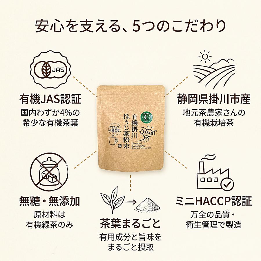 山英 有機 ほうじ茶 粉末 パウダー ラテ 40g お菓子作り 製菓用