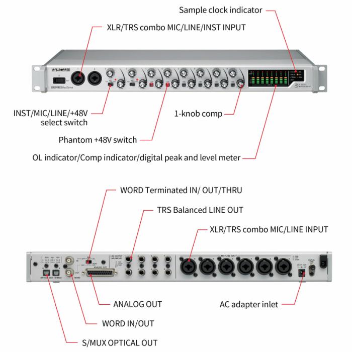TASCAM アナログコンプ搭載8chマイクプリアンプ SERIES 8p Dyna 