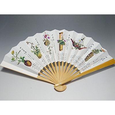 茶道具/茶扇子） 女性用 白竹扇子 茶花集 5寸 京扇子 クリックポスト