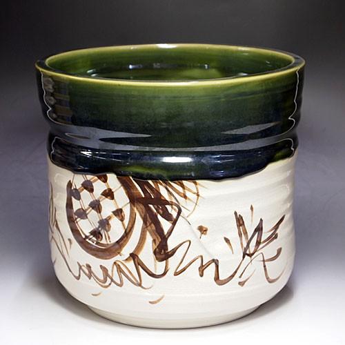 茶道具/水屋道具） 瀬戸 織部 水屋瓶（みずやかめ） 六兵衛陶苑 紙箱