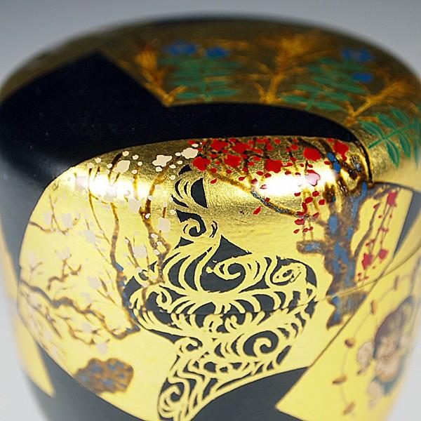 茶道具 八橋蒔絵 黒内朱中棗送料無料 （茶道具/薄茶器） 黒一閑琳派五