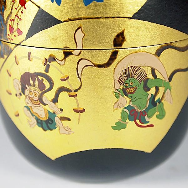 送料無料 （茶道具/薄茶器） 黒一閑琳派五図中棗 田中宗凌作 桐箱入 2