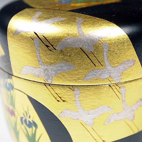 送料無料 （茶道具/薄茶器） 黒一閑琳派五図中棗 田中宗凌作 桐箱入 2