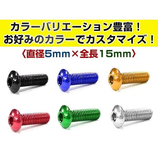 メール便！汎用 カラー アルミボルト M5×15mm 六角 トラスボルト銀/シルバー 5本 スクリーン/アッパーカウル/パネル/メーター/タンクキャップ等｜teal-shopping｜03