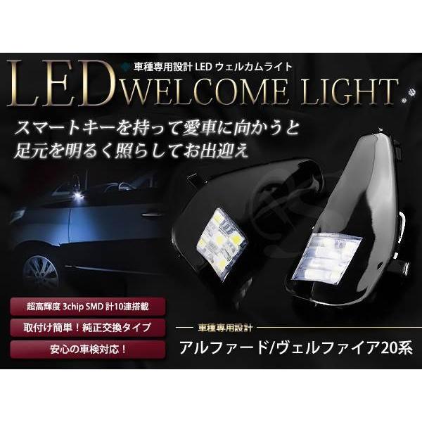 20系ヴェルファイア LEDウェルカムライト SMD10発 ホワイト : teal