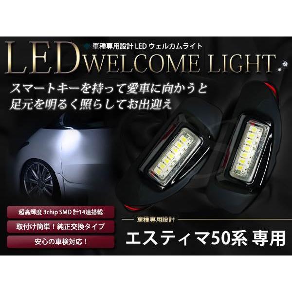 50系エスティマ 純正交換 LEDウェルカムライト SMD7発 ホワイト : teal
