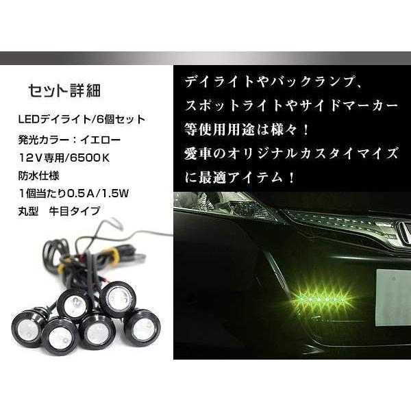 12V 超小型 イーグルアイ LED 18mm スポットライト イエロー/黄 常時