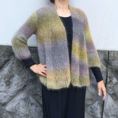 毛糸 エクセレントモヘアカウント１０グラデーションで編むフレアーカーディガン セット_6