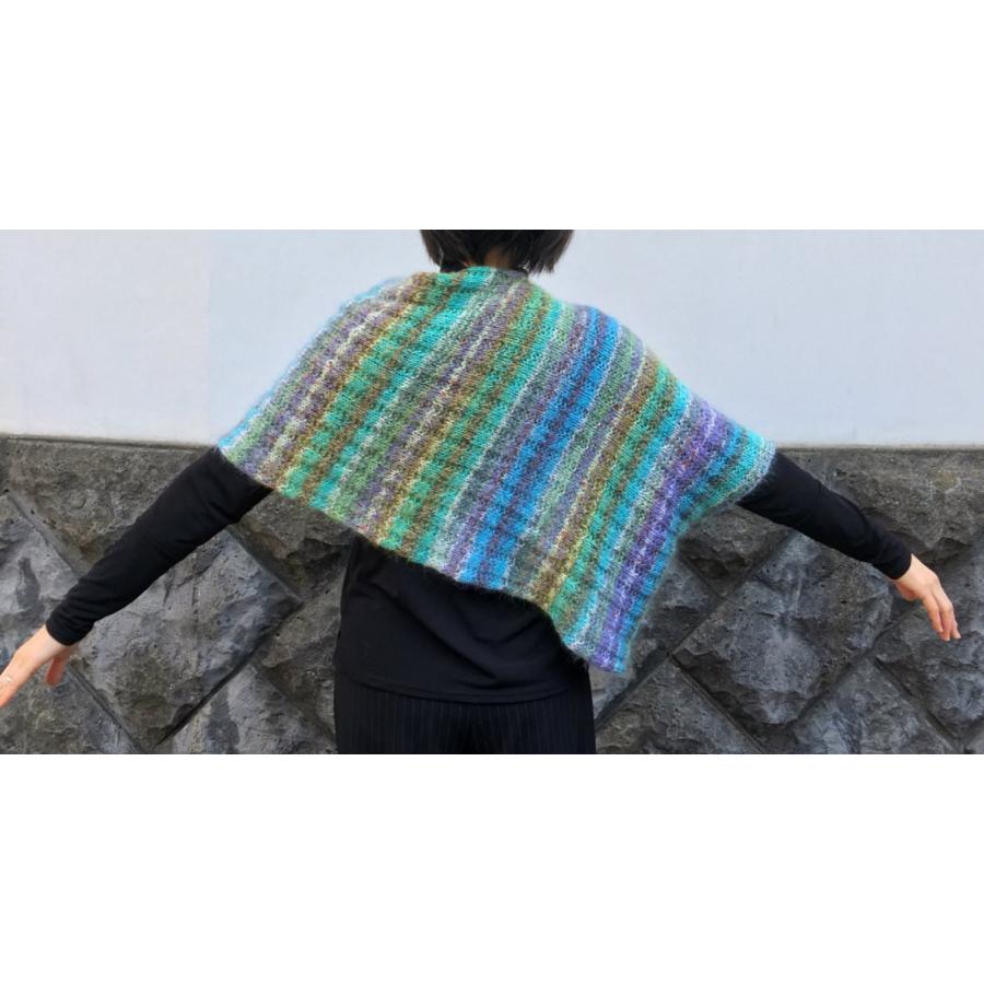●編み針セット オパール毛糸と段染めモヘアで編むまっすぐポンチョ Opal毛糸 編みものキット 無料編み図の画像