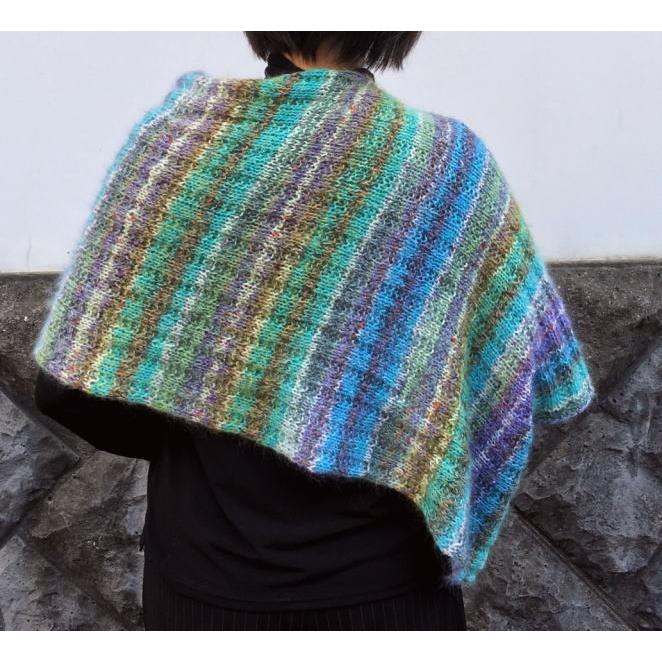 ●編み針セット オパール毛糸と段染めモヘアで編むまっすぐポンチョ Opal毛糸 編みものキット 無料編み図の画像