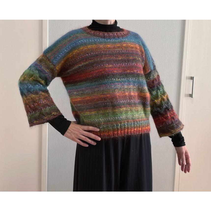オパール毛糸と段染めモヘアで編むなわ編み模様のまっすぐセーター Opal毛糸 セット｜teamiohenya｜03