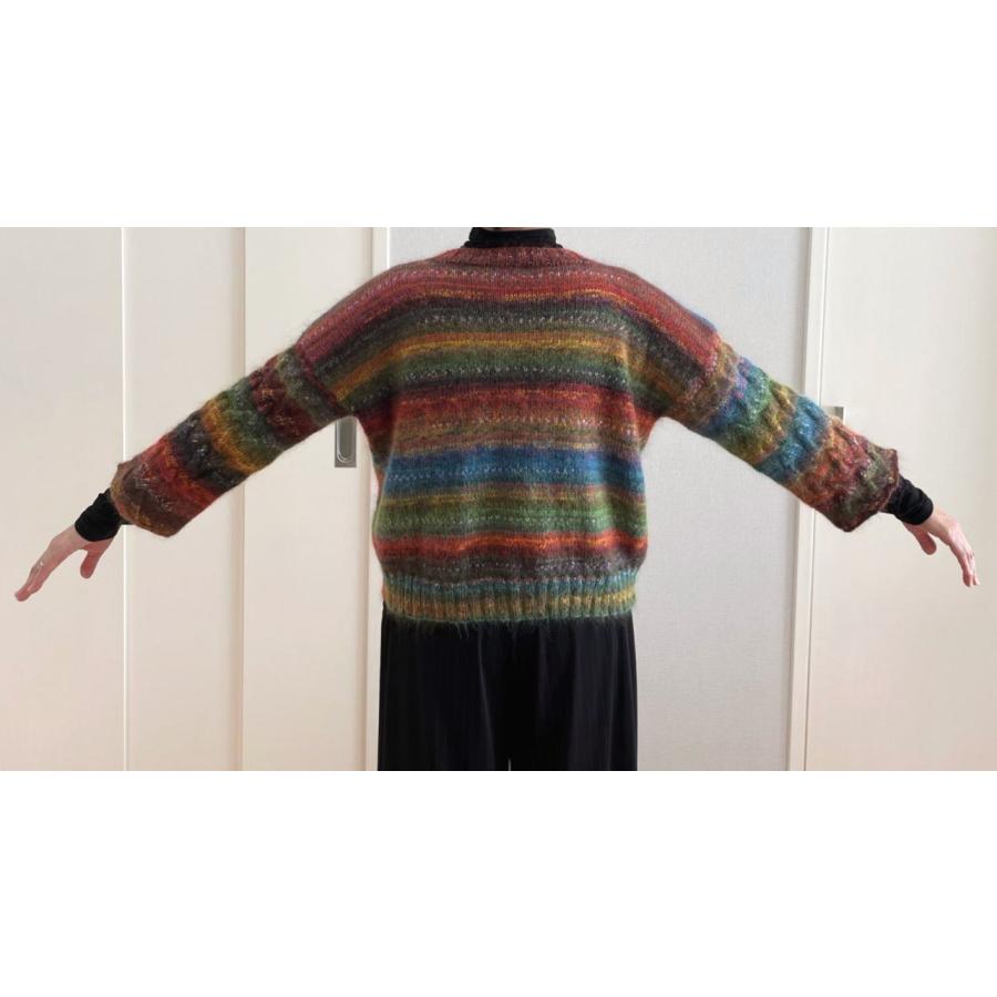 オパール毛糸と段染めモヘアで編むなわ編み模様のまっすぐ