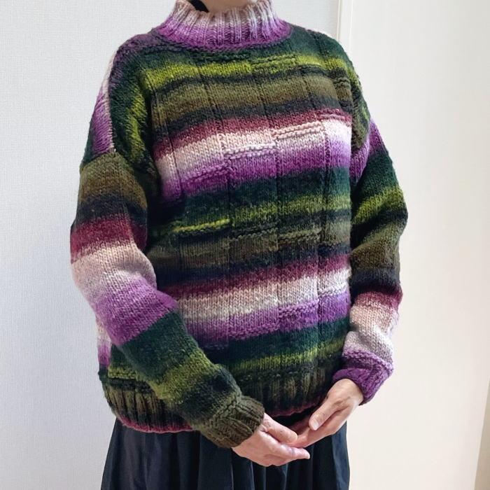毛糸 野呂英作のくれよんで編む縦のラインが素敵なゆったりセーター セット ウール 編み物キット｜teamiohenya｜05