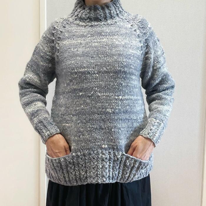 毛糸 野呂英作のマーブルで編む飾りポケットが可愛いセーター セット ウール_1