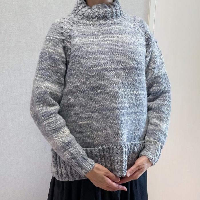 毛糸 野呂英作のマーブルで編む飾りポケットが可愛いセーター セット ウール_5