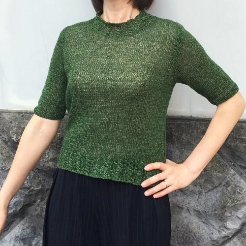 手編みキット セーター 春夏毛糸 野呂英作の麻衣で編むメリヤス編みのシンプルなセーター セット_5