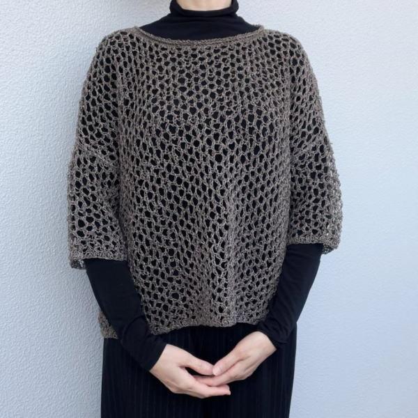 編み物 キット セーター 春夏毛糸 野呂英作の麻衣で編むメッシュの超ゆったりプルオーバー セット_5