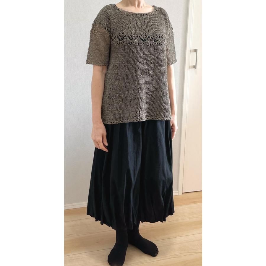 編み物キット セーター 毛糸 夏糸 野呂英作の麻衣で編む丸ヨークの半袖プルオーバー セット_4