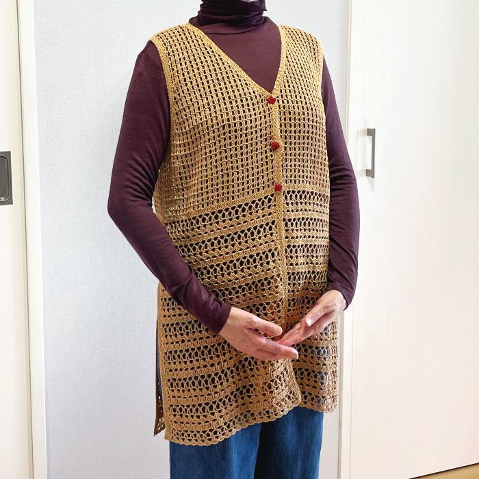 ●編み針セット● 毛糸 モロッコで編むかぎ針編みのロングベスト 編み物キット 春夏｜teamiohenya｜02