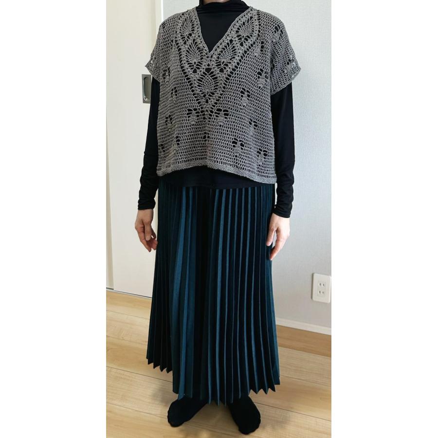 ●編み針セット● 毛糸 夏糸 モロッコで編むパイナップル模様が素敵なＶネックのプルオーバー 編み物キット｜teamiohenya｜02