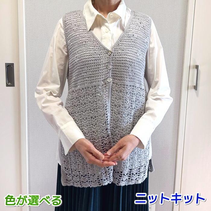 ハマナカ 編み物キット ジレ 夏糸 ウォッシュコットンクロッシェで編む