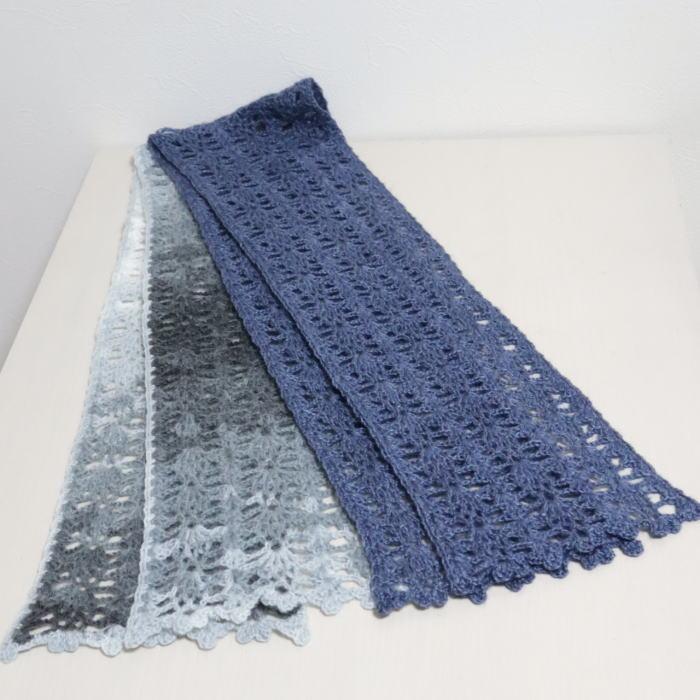 アンゴラゴールドで編むかぎ針編みのミニマフラー セット ショール Alize 毛糸で作る小物｜teamiohenya｜02