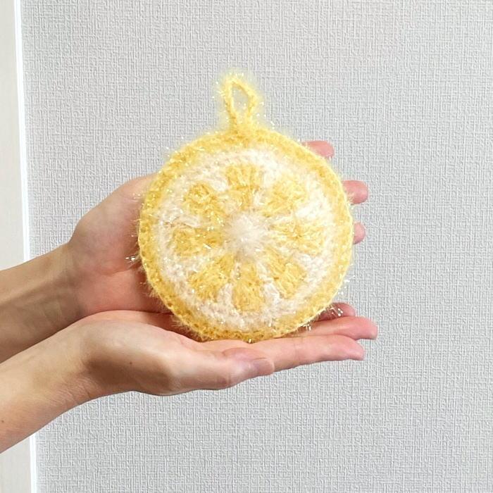 ○編み針セット エコタワシ 毛糸 ハイバブルで編むレモンのエコたわし