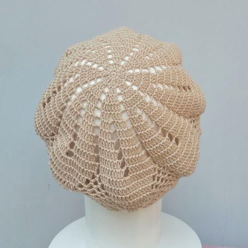 毛糸 アプリコで編む花模様が可愛いベレー帽 編み物キット コットン セット｜teamiohenya｜05
