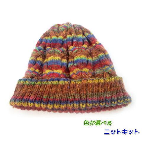○編み針セット○ オパール毛糸で編むアラン模様の帽子 手編みキット