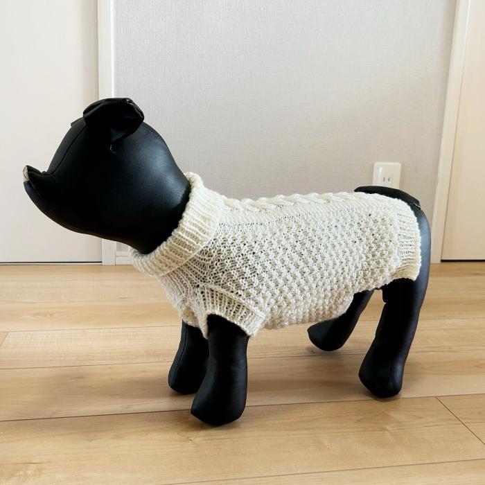 編み物キット 犬の服 毛糸 エブリディソリッドで編むアラン模様が素敵