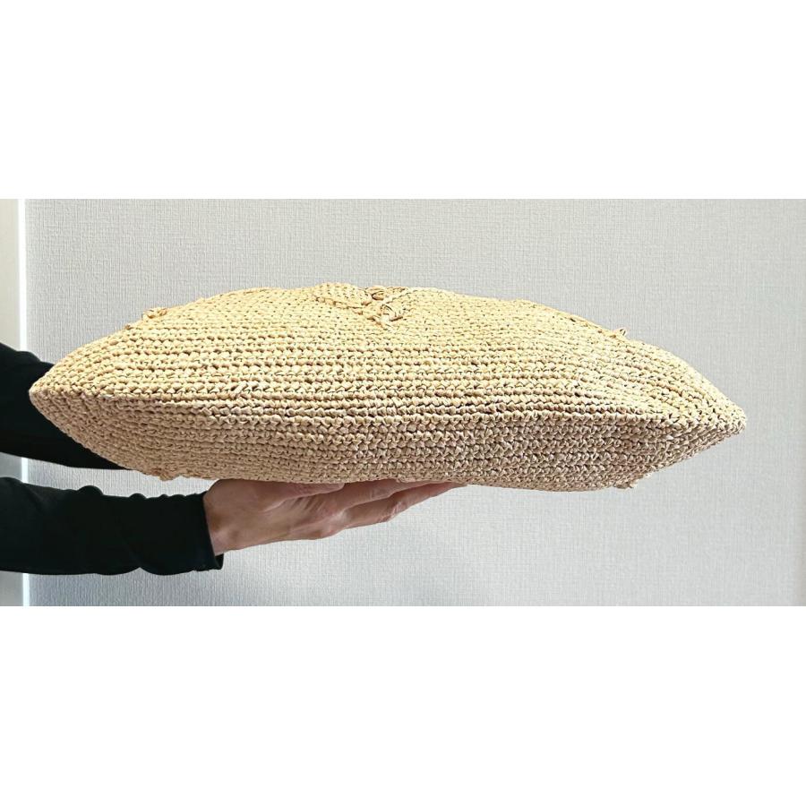 ●編み針セット 春夏毛糸 エコアンダリヤで編む編みつける持ち手を使ったリーフ柄のバッグ 編み物キット_7