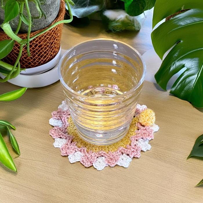 ハマナカ 編み物キット 花束コースター 温度で色がかわる糸と