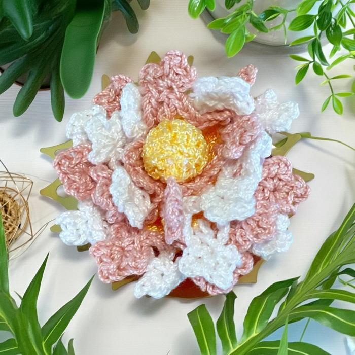ハマナカ 編み物キット 花束コースター 温度で色がかわる糸と