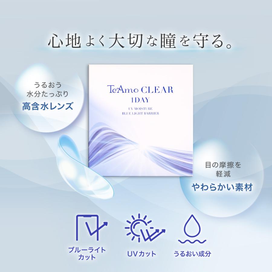 【ブルーライトカット率UP！】ブルーライトカット コンタクト ワンデー 高含水 1箱30枚 TeAmo CLEAR 1DAY BLUE LIGHT BARRIER UVカット コンタクトレンズ | TeAmo | 01