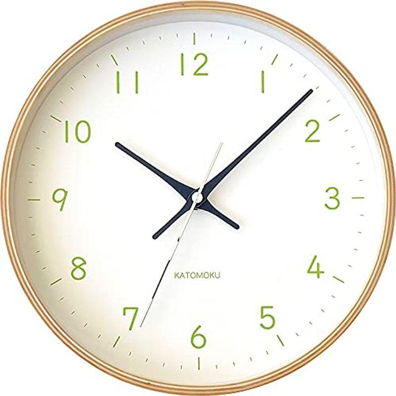 クリスマス特集2021 clock plywood KATOMOKU 22 φ252mm km-121LGRC スイープ（連続秒針） ライトグリーン 電波時計 掛け時計、壁掛け時計