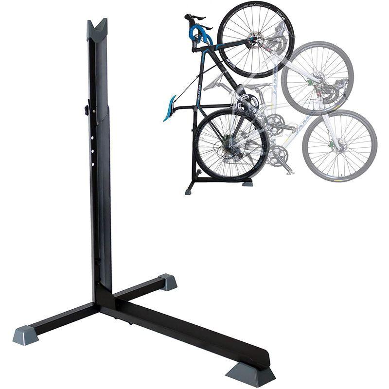 品質一番の Gorix ゴリックス 自転車 スタンド 自転車スタンド 倒れない 縦置き すたんど 屋外 転倒防止 T14 ブラック Commerces Boutique