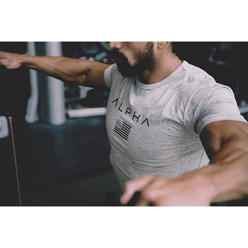 開店記念セール Shanliang ジムtシャツ ストレッチ 半袖 細身 フィットネス トレーニング 筋トレ スポーツ おしゃれ メンズ Xl ライトグ Cisama Sc Gov Br