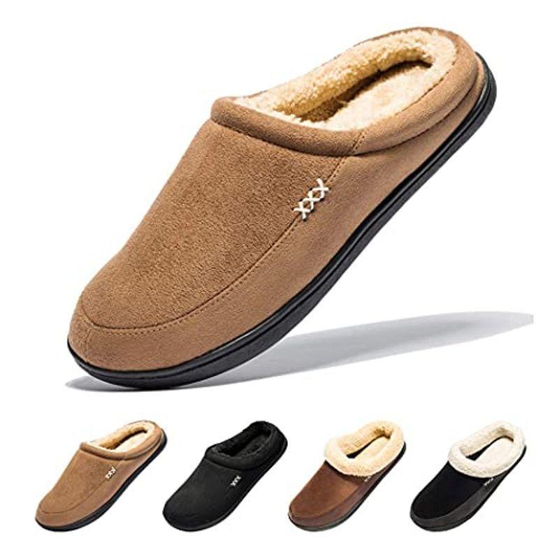 Ranberone ルームシューズ クロッグ スリッパ フワフワ ボア付き メンズ 冬 大きいサイズ 暖かい 洗える 滑り止め 軽量 防寒 当社の メンズ