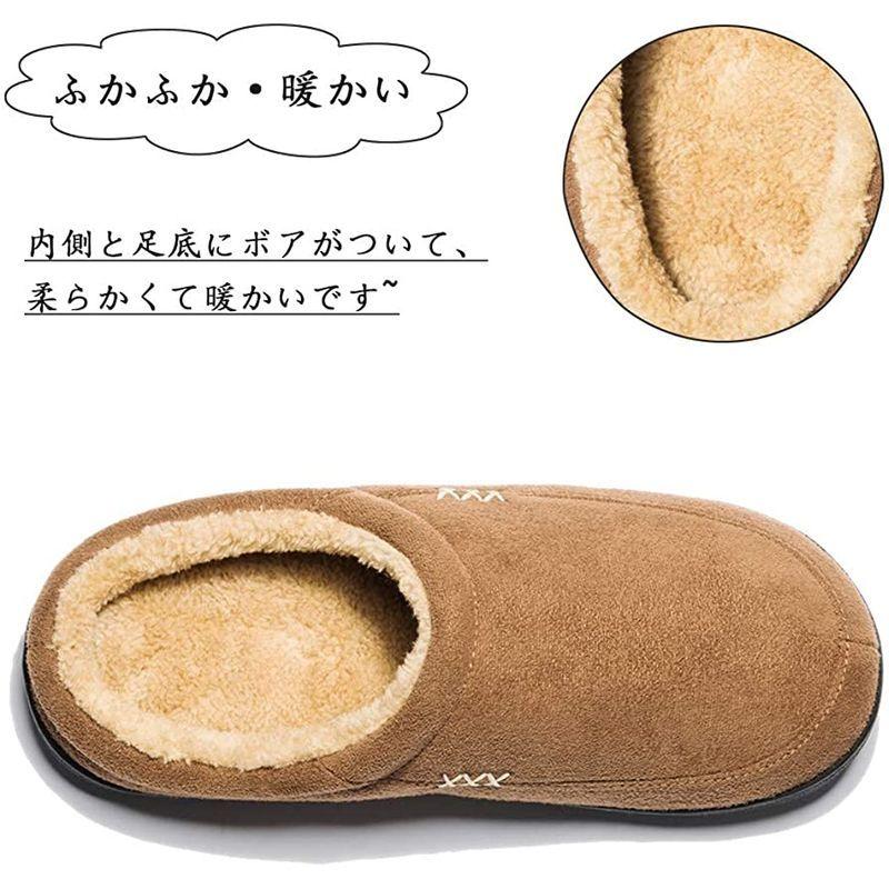 Ranberone ルームシューズ クロッグ スリッパ フワフワ ボア付き メンズ 冬 大きいサイズ 暖かい 洗える 滑り止め 軽量 防寒 当社の メンズ