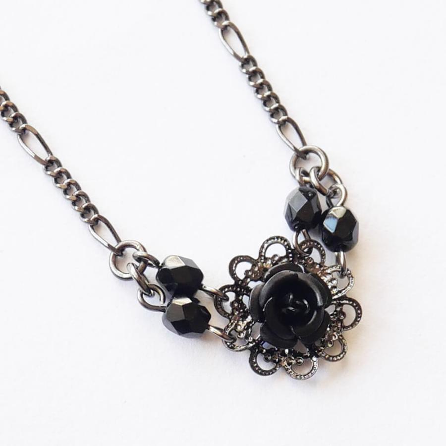 ネクタイチェーン タイピン 黒薔薇 ゴシック メンズ アクセサリー