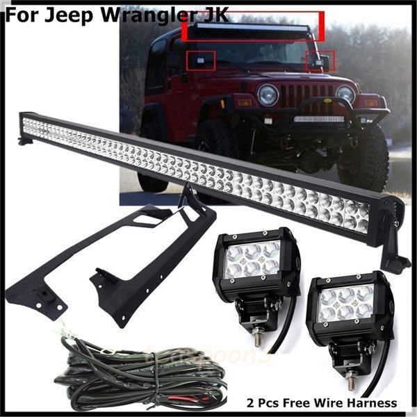 ライト レンズ LED 車 JK ライトセット ライトバー ワークライト ルーフマウントブラケット ジープラングラー ワイヤーハーネス un